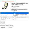 thumbnail image 2 of Air Filter - Compatible with 2014 - 2015, 2017 - 2022 Honda Accord 2018 2019 2020 2021, 2 of 2