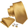 thumbnail image 2 of Juego de corbatas Barry.Wang de seda con rayas doradas, 150 cm x 8,5 cm, 2 of 6