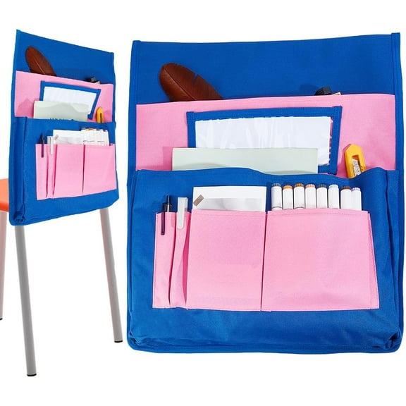 Classroom Chair Pockets 15.66 x 18.18 inch Pink Chairback Buddy Pocket Chart Desk Buddy Pocket Organizer with Label Slot for School Home Classroom Preschool Daycare Pink