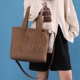 thumbnail image 2 of Bolso de mano para mujer, bolso de lona de gran capacidad para axilas, correa ajustable de Color sólido, neceser de maquillaje ligero con varios compartimentos, 2 of 6