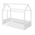 thumbnail image 6 of Leumius Twin Size Wood House Bed with Fence & Roof,Montessori Bed Floor Bed with Safety Guardrails for Boys & Girls,White, 6 of 8