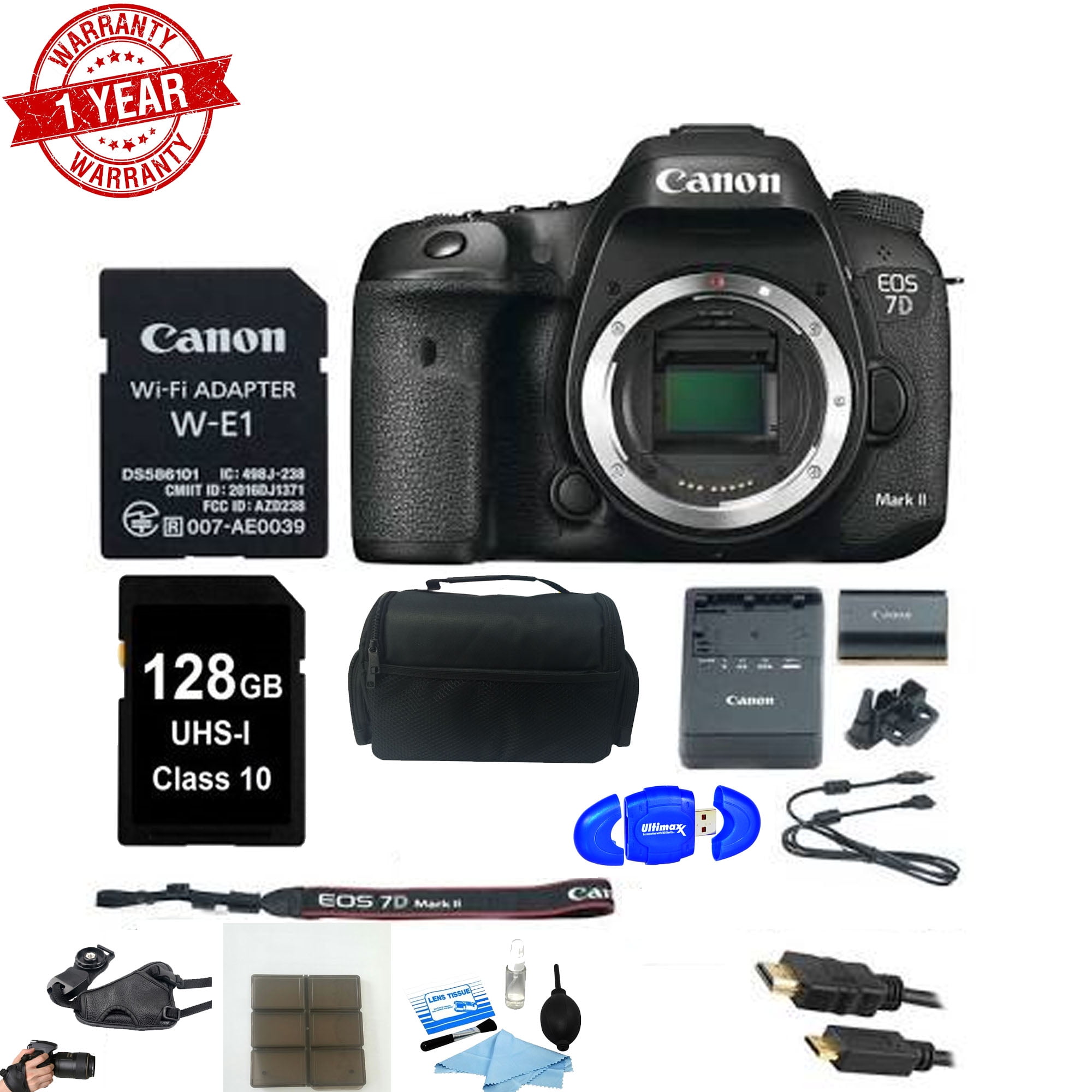 I reckon recorder sudden Canon EOS 7D Mark II Body Wi:Fi Adapter Kit + 128GB Deluxe Bundle -  Walmart.com