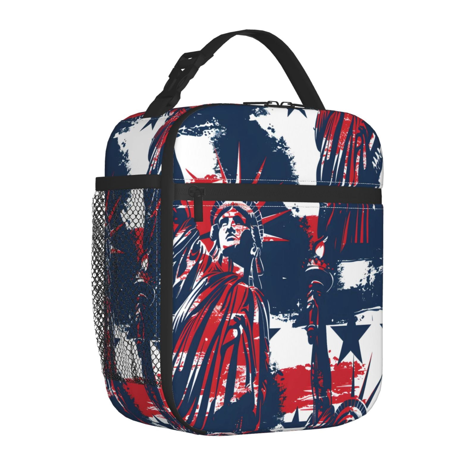Lunch Bag For Women Men Insulated Portable Lunch Box Bento Box Office Picnic Travel Cooler Bag Independence Day Theme Star (8)