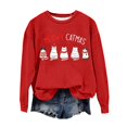 thumbnail image 2 of Christmas Cute Cat Sweatshirts for Women 2025 Long Sleeve Crewneck Funny Meowy Catmas Graphic Sweatshirt Pullover Tops, 2 of 5
