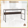 thumbnail image 3 of Costway 55 x 24 inch Office Desk with Charging Station,Storage Shelf,Heavy Duty Metal Frame Rustic Brown, 3 of 9
