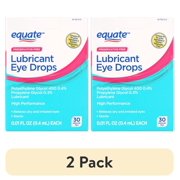 (2 pack) Equate, Lubricant Eye Drops, Preservative-Free, 0.1 oz., 30 Count