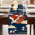 thumbnail image 3 of Table Runners 70 Inches Long Dress Scarves, Japanese Style Farmhouse Coffee/Dining/Kitchen Table Decor, Holiday Table Runner, Modern Cranes Cherry Flower Wave Navy Blue 13x70 Inch, 3 of 9
