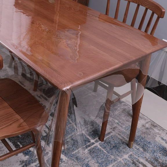 LYCAQL Clear Tablecloth Protector Waterproof Oil-Proof Rectangle Transparent Sheet Table Cover 55X71 Inch