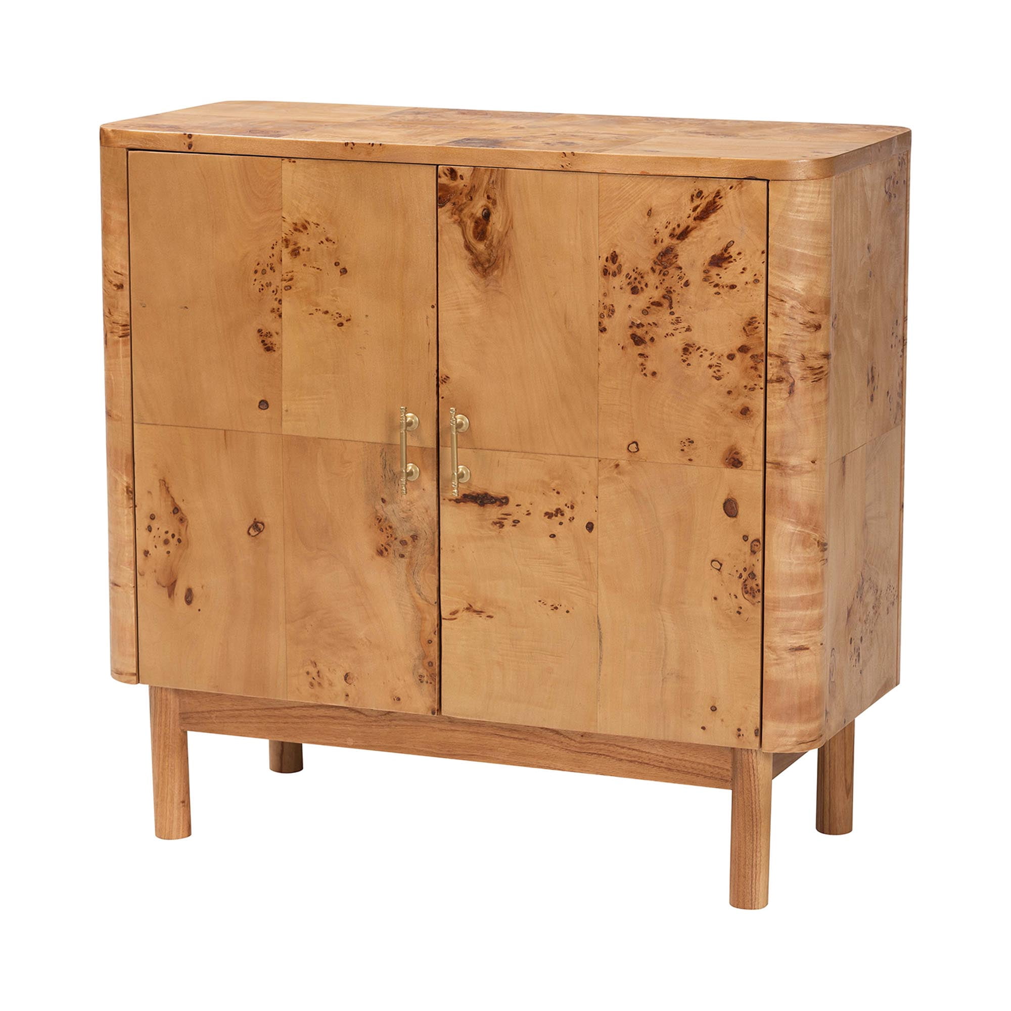 bali & pari Latika Modern Storage Cabinet, 2-Shelf, Mappa Burl