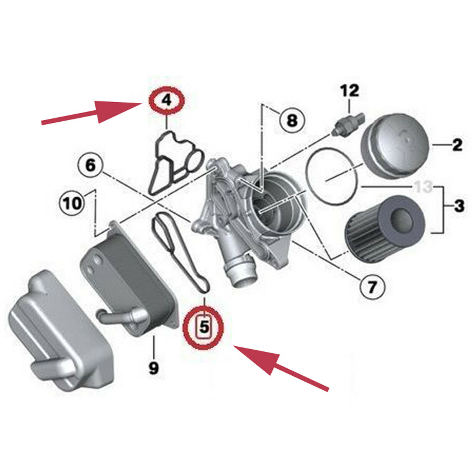 BMW 3er Ölfiltergehäuse Dichtungssatz – Für N47 2.0 Diesel (E90, E91, E92, E93)