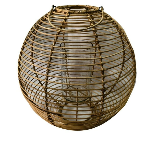 Mallory Large Candle Holder Brown wood and glass