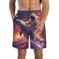 thumbnail image 2 of Uemuo Astronaut Dolphin Pattern Men's Swim Trunks Hawaiian Beach Bathing Suit Swimsuits Beach Quick-Dry Shorts with Pockets-Large, 2 of 9