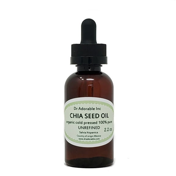 Dr Adorable - 1 oz with dropper - Chia Seed Oil Unrefined - Extra Virgin 100% Pure Organic Cold Pressed Natural