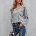 thumbnail image 4 of Long Sleeve Tops for Women Round Neck Stripe Print Basic Blouse Casual Loose Fit Comfy Autumn Fall Tunic Shirt, 4 of 5