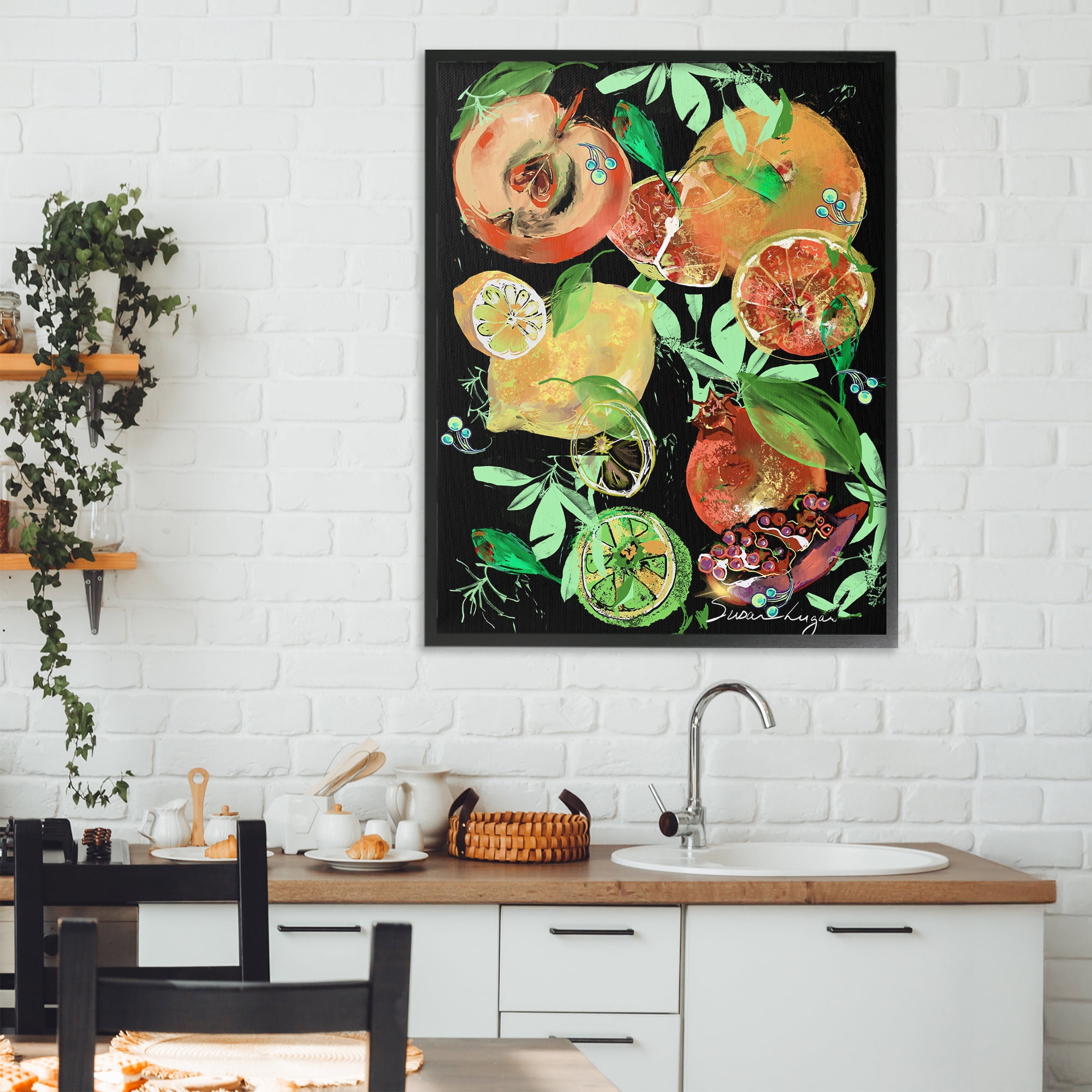 Stupell Industries Fruit Medley Combo Black Framed Giclee Art, design by Susan Lugar