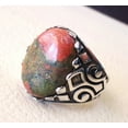 thumbnail image 5 of Unakite Jasper Mens Ring, Natural Unakite Jasper Ring, Oxidized, 925 Silver Ring, Birthday Gift, Heavy Mens Ring, Arabic Design, Ottoman Style Ring, Christmas, Turkey Mens Signet Ring, 5 of 6