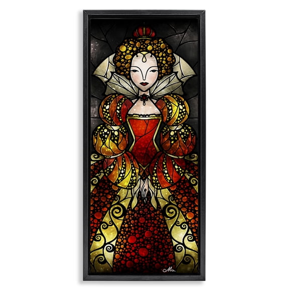 Stupell Industries Traditional Royal Elizabeth I Portrait Black Floating Frame Canvas Art, 11 x 25, by Mandie Manzano