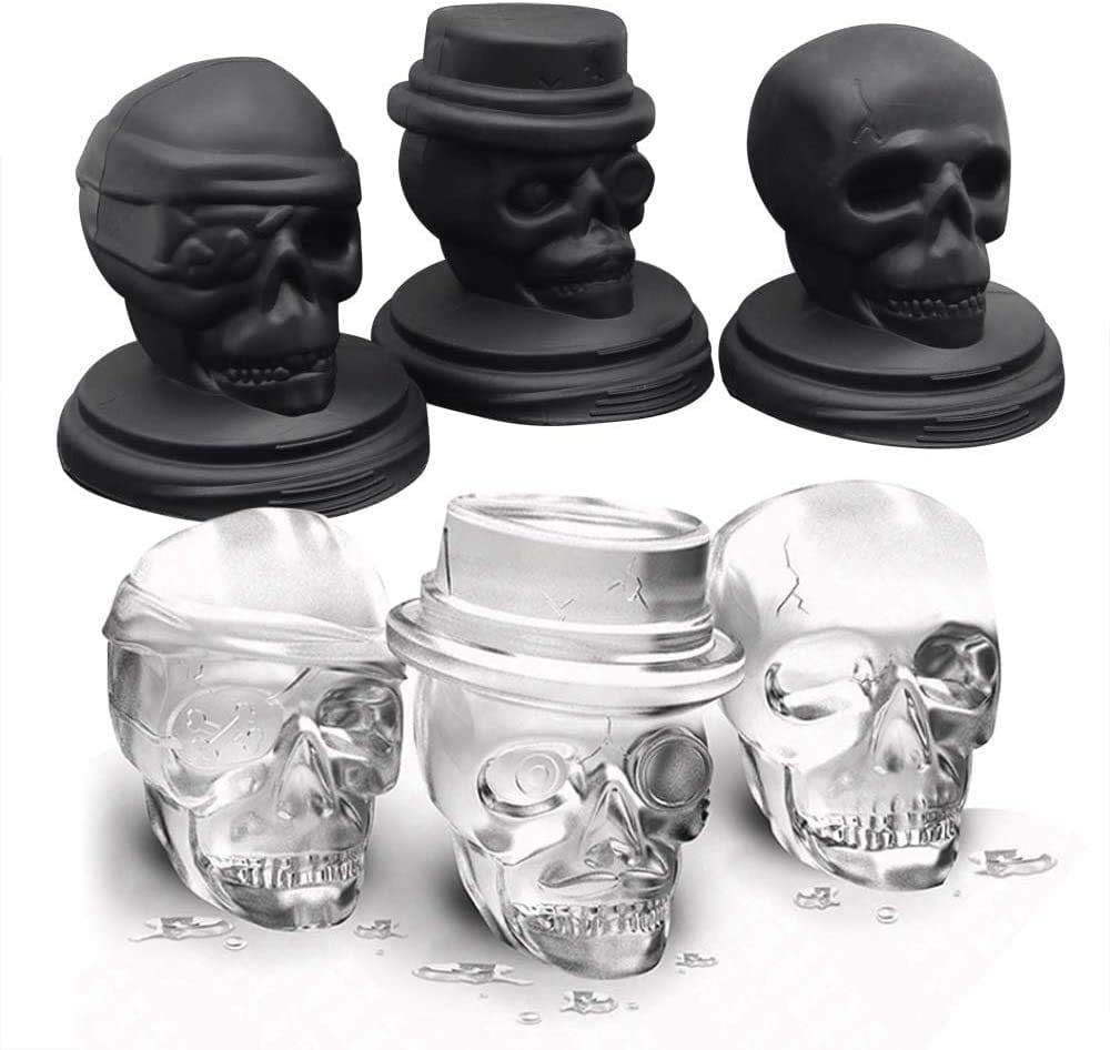 1pcs Big Silicon Ice Cube Maker Mold Mould 3D Skull Halloween Tray Party Br L0C0 
