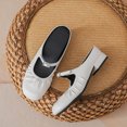 thumbnail image 4 of Zapatos mulas mulas cerradas doe plisado Mary Jane Flats se desliza en toboganes (36) beige, 4 of 9
