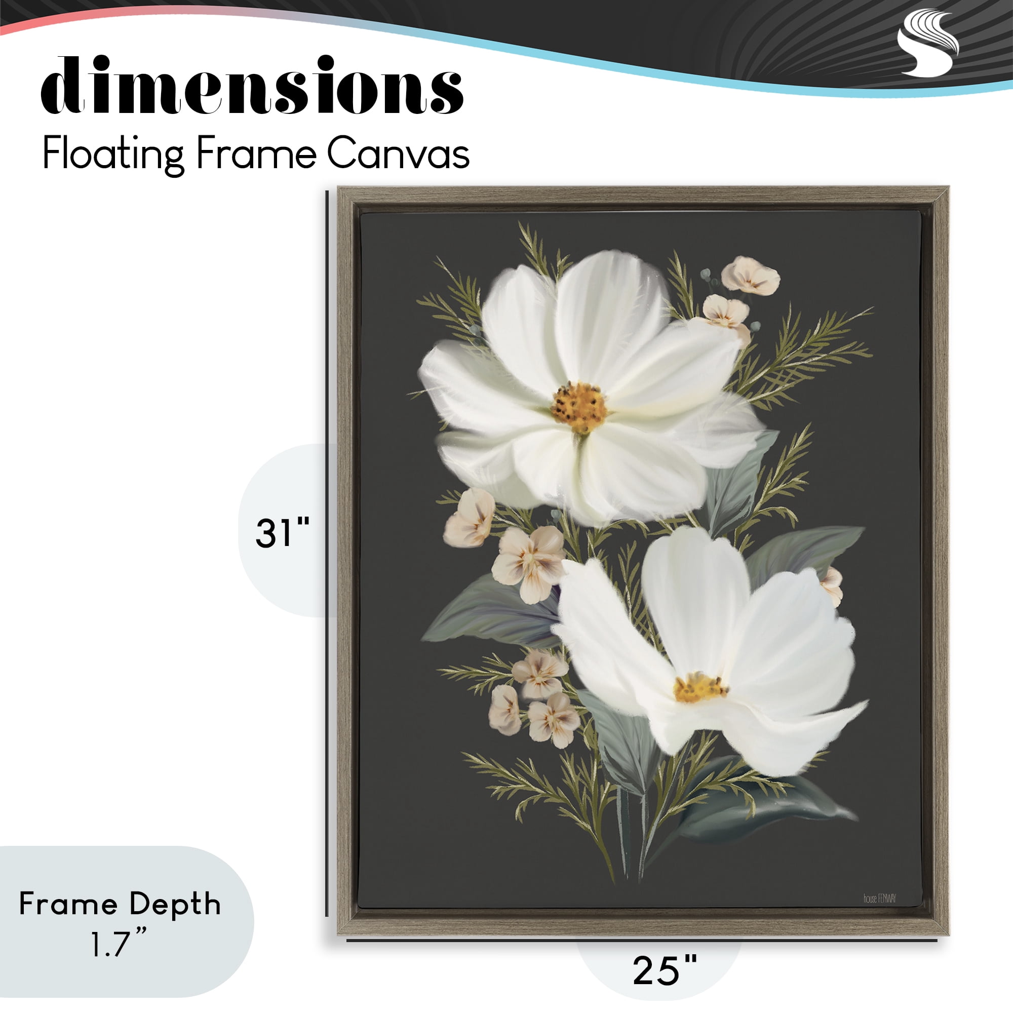 Stupell Industries Old Lace Cosmos Brown Framed Floater Canvas Wall Art, design by House Fenway