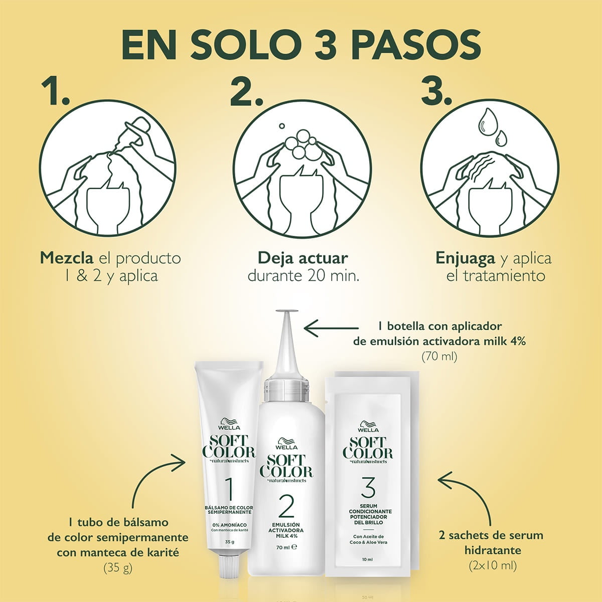 Wella Soft Color Demi Permanent Hair Color Kit with Natural Ingredients, 77 Golden Brown, 5 oz