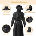 thumbnail image 7 of Halloween Costume Compatible for Plague Doctors with Bird Beak Mask, Black Cloak Robe with Hood, Medieval Monk Priest Cosplay for Men Women Adu, 7 of 7