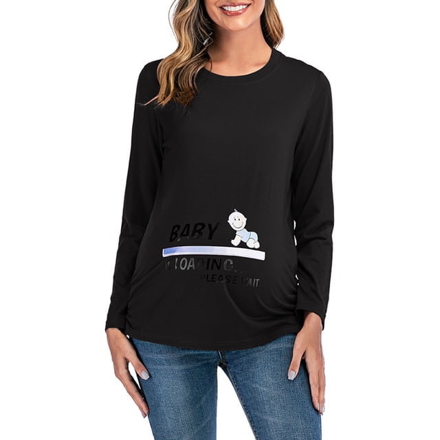 EGNMCR Blouse pour Enfants, Manches Longues Col Rabattu Blouse & Chemise Coton Col Rond Manches Longues Couleur Unie Imprimé Bébé Haut Blouse pour Femmes Enceintes