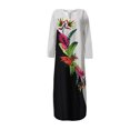 thumbnail image 4 of Robes Midi pour Femmes Aguichant Robe Longue Imprimée Numérique Col en V avec Poches Robe à Manches Longues Robe Maxi à Manches Longues pour Femmes en Liquidation, 4 of 5