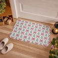thumbnail image 6 of Christmas Tree and Bow Printed Doormat, Crystal Velvet Festive Entryway Rug, Elegant Scalloped Wavy Edge Floor Mat, Dirt Trapping Indoor Entrance Carpet, Holiday Home Decor(B 29.53in), 6 of 7