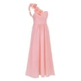 thumbnail image 4 of DPOIS Kids Flower Girl Dress One Shoulder A-line Chiffon Long Dress Pink 8, 4 of 7