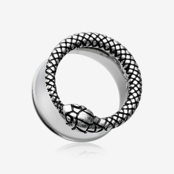 A Pair of Vicious Serpent Snake Steel Ear Gauge Tunnel Plug