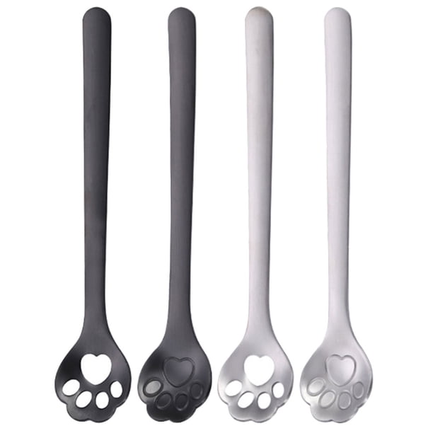 4pcs cucharadas de patas de gato cucharaditas de acero inoxidable cucharadas de azúcar cucharas de café cucharon