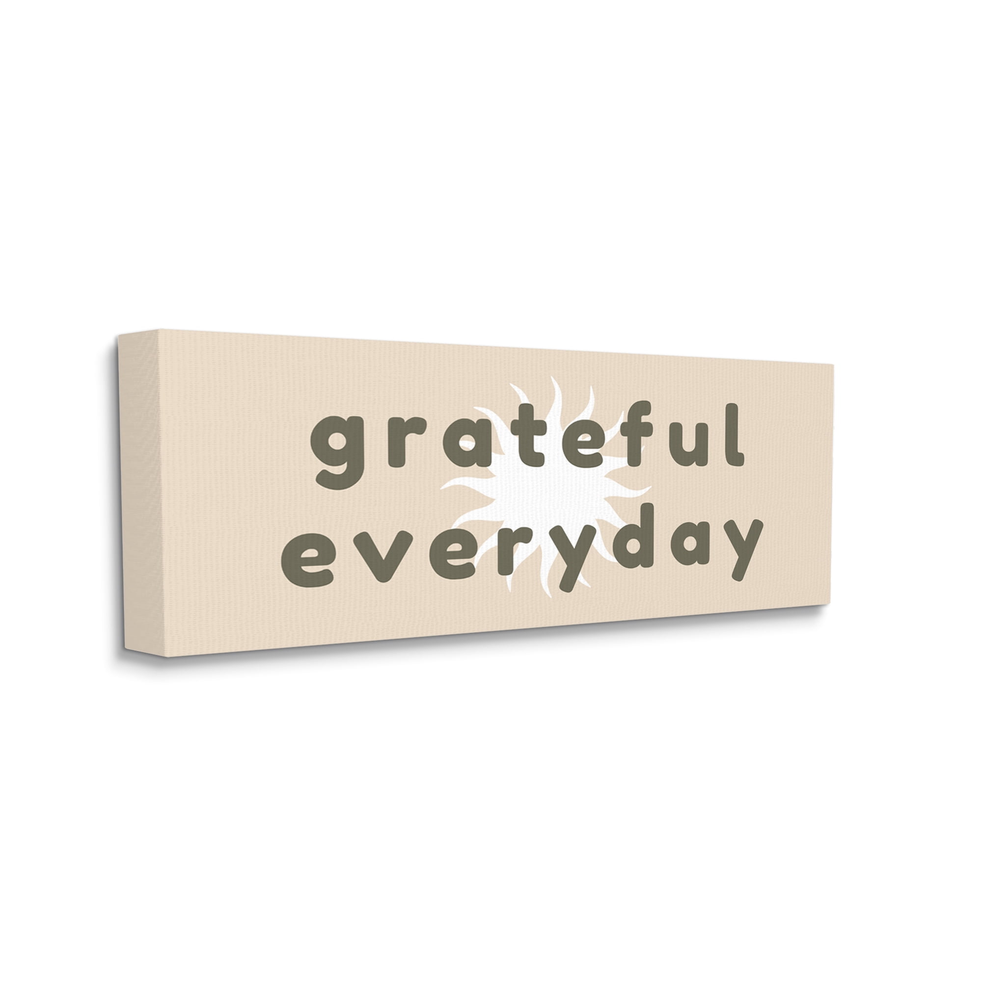 Stupell Industries Grateful Everyday Abstract Shining Sun Neutral Tones Graphic Art Gallery Wrapped Canvas Print Wall Art, Design by Daphne Polselli