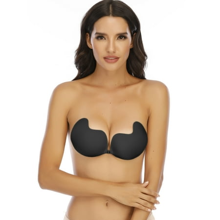 SAYFUT Adhesive Bra Push up Strapless Backless Nude Invisible Bra for Women Reusable with Drawstring-Upgrade Style