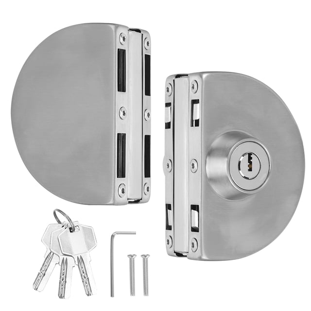 Cerradura de puerta de acero inoxidable con doble vidrio, semicircular, para seguridad del hogar