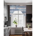 thumbnail image 3 of Blue Beige Wooden Swag Valances for Windows, Small Curtains Drapes, Farmhouse Vintage Wood Kitchen Window Curtains Over Sink Rod Pocket Window Treatment Valance for Bedroom/Bathroom 56"x36", 3 of 5