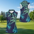 thumbnail image 5 of Jeiento Tropical Palm Tree Matching Golf Shirts for Couples Moisture Wicking Mens Short Sleeve Golf Shirt Womens Sleeveless Quarter Zip Tennis Tank Top Quick Dry Couple Golf Apparel, 5 of 7