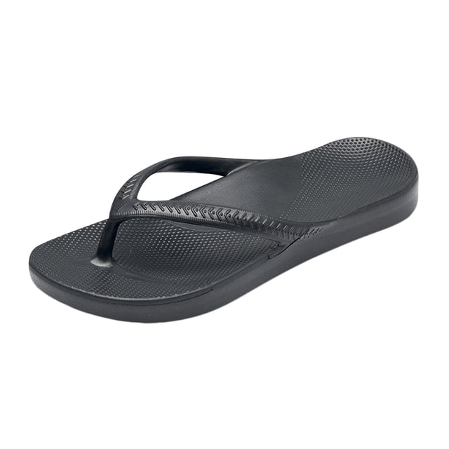 Lightweight Non Slip Flip Flops for Womens Open Toe Quick Drying Shower Sandals Low Platform Beach Thong Slides Black Size 7.5