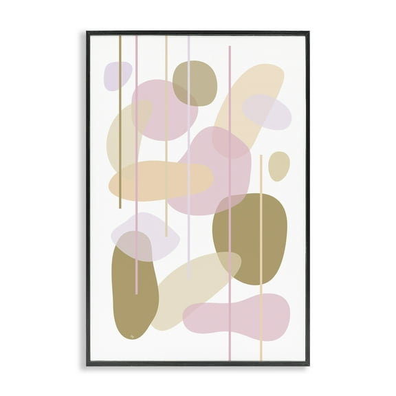 Stupell Industries Oblong Opaque Shapes Abstract Painting Black Framed Art Print Wall Art, 12 x 18