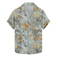 thumbnail image 1 of Blusa y camisa de manga corta con cuello vuelto para hombre, camisa informal de moda con estampado de hojas y solapa de manga corta, blusa para hombre, 1 of 4