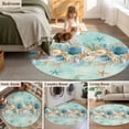 thumbnail image 5 of Round Area Rug 3 Ft, Beach Coastal Teal Washable Non-Slip Circle Carpet for Living Room/Bedroom, Nautical Shell Starfish Coral Summer Low-Profile Small Floor Mats Collection Rugs for Indoor, 5 of 8