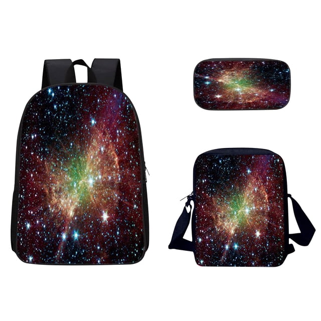 Agiferg 3D Sky Pattern School Bag Breathable Travel Outdoor Multifunctional Bag 3PC