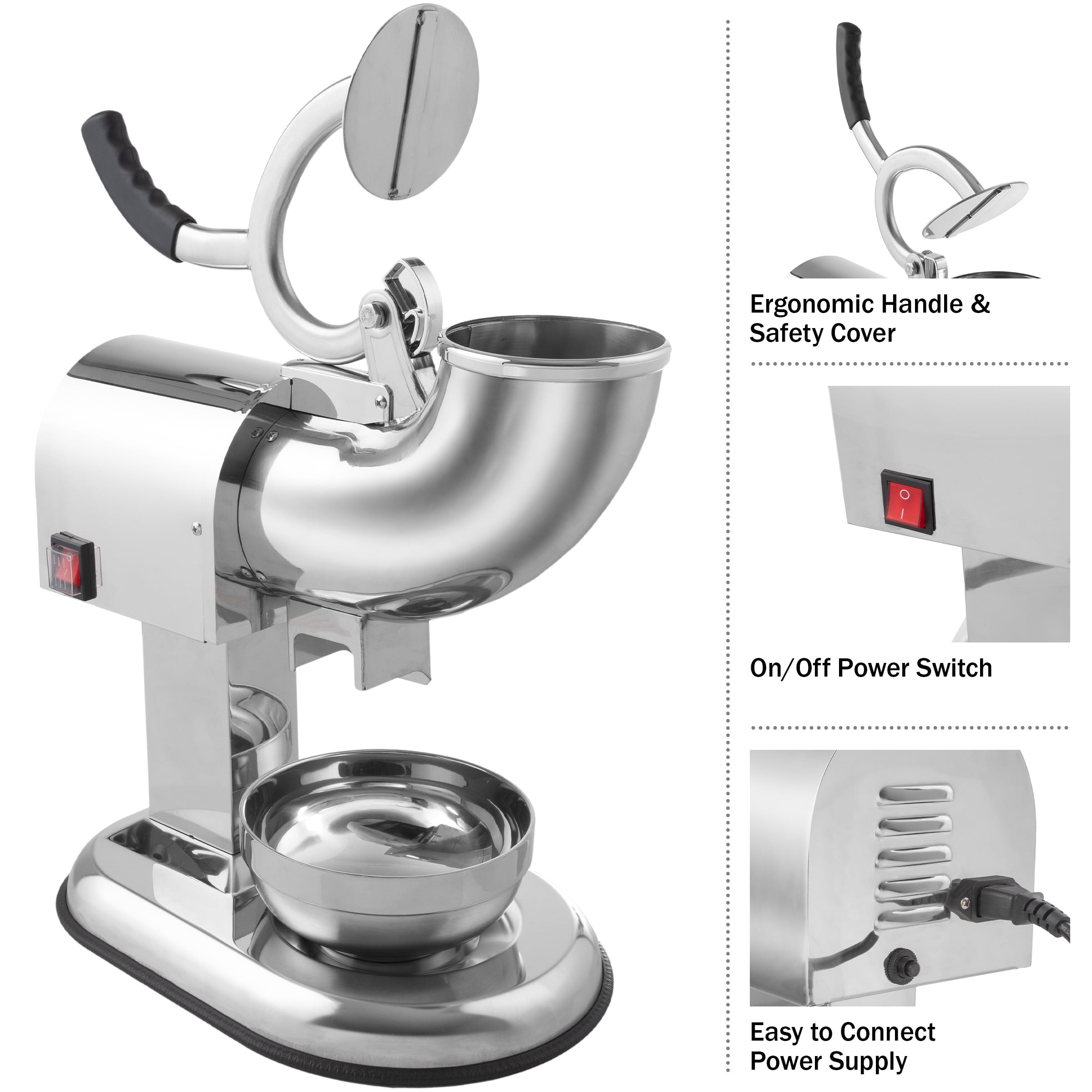 Great Northern Popcorn Snow Cone Machine - 250W Ice Shaver, Stainless-Steel