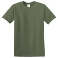 thumbnail image 6 of Gildan Short Sleeve T-Shirt for Men - 3XL Size | 100 Heavy Cotton Crew Neck Tee, Military Green, 5.3 oz, 6 of 6
