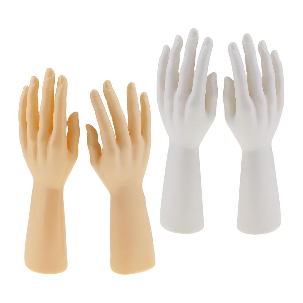 2 Pairs Man Mannequin Hand Arm Display Stand Gloves Jewelry Model Rings 