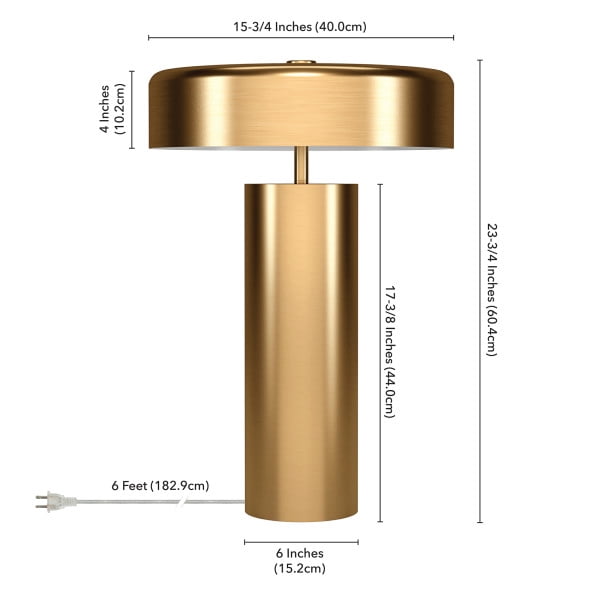 Nash 24" Tall Table Lamp with Metal Shade in Brass/Brass