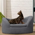 thumbnail image 3 of Cat Sofa Couch, Pet Sofa for Cats and Small Dogs, Sherpa Fleece Cat Sleeping Bed, Ultra-Soft Snuggle Cat Sofa for Indoor Kitten, Luxury Mini Dog Couch Sofa Bed, Gray, 3 of 8
