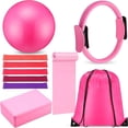 thumbnail image 1 of 10 Pcs Pilates Ring Set for Women Home Yoga Equipment Accessories Pilates Ring Circle and Ball Workouts Gift Include Ball Yoga Circle Resistance Bands Block Straps Gym Bag, 1 of 7