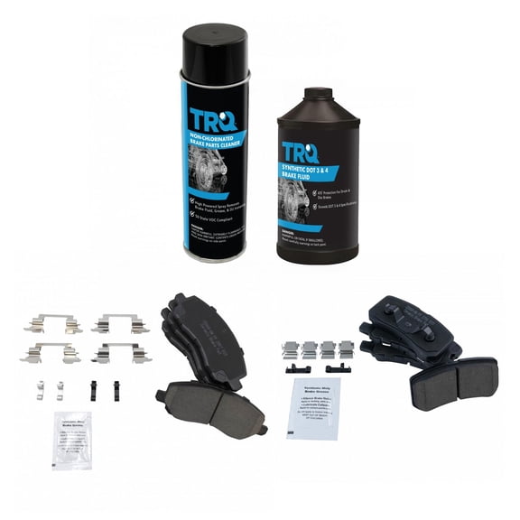 TRQ Front & Rear Ceramic Disc Brake Pads with Fluids for Chrysler Dodge Jeep BFA19925