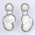 thumbnail image 5 of Natural Pearl Diamond Gemstone 925 Sterling Silver Earrings, 5 of 5